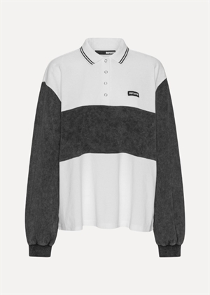 Pique longsleeve polo bluse Bright White ROTATE SUNDAY